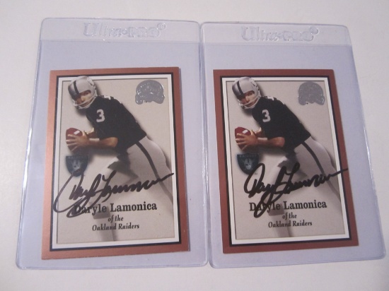 DARYLE LAMONICA OAKLAND RAIDERS HOF GREATS OF THE GAME CARD LOT (2) COA