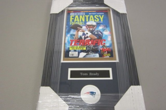 Tom Brady New England Patriots Hand Signed Autographed Framed Fantasy Football Magazine PSAS Certifi