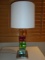 Lucite table lamp with multi colored cubes base.
