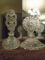 Pair of Crystal perfume bottles with crystal cut design and toppers.