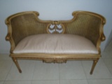 Love seat entry chair, gold painted wood frame