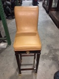 Versace barstool, light brown leather with wooden legs