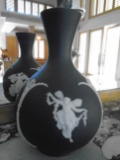 Wedgwood vase, grey colored with white angels motif.