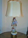 Meissen porcelain Table lamp, man with a dog.