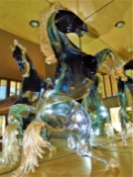 Murano Glass Horse sculpture, Crystal Blue with gold flake details.