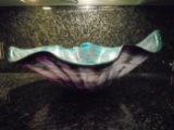 Murano glass bowl. Purple, green & white colors