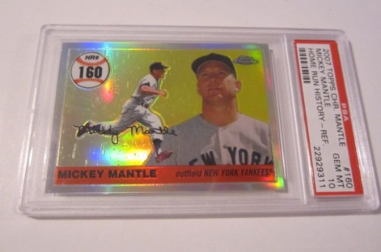 2007 Topps Chrome Mickey Mantle New York Yankees Refractor #160 Psa Gem Mint 10