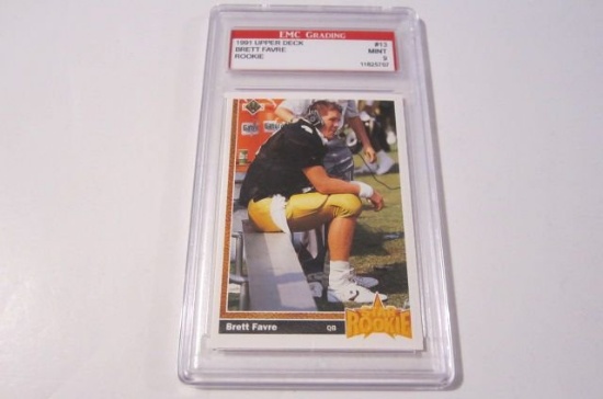 1991 Upper Deck Brett Favre Green Bay Packers Rookie #13 Graded Mint 9