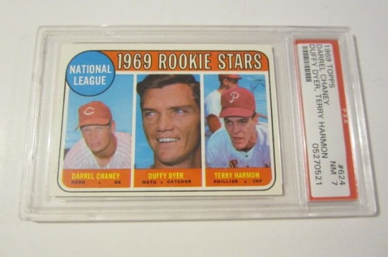 1969 Topps Darrel Chaney / Duffy Dyer / Terry Harmon Rookie #624 Psa NM 7