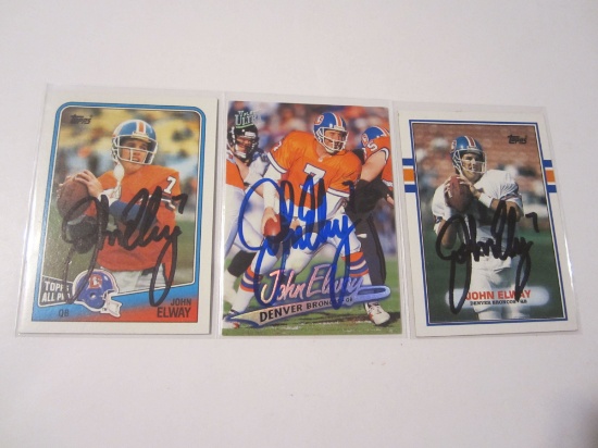 John Elway, Denver Broncos signed autographed Lot of 3 Sports Cards Certified Coa