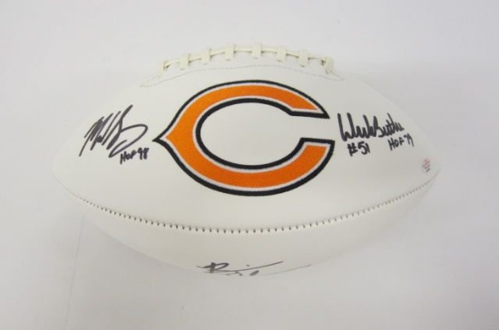Brian Urlacher, Mike Singletary, Dick Butkus Chicago Bears signed Football Certified Coa
