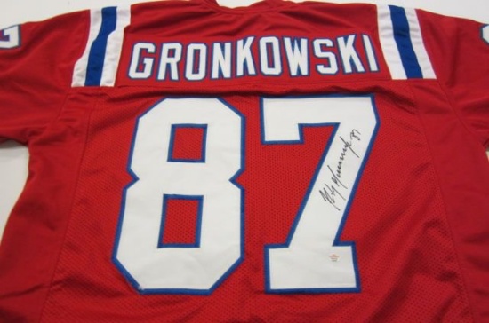 Rob Gronkowski New England Patriots signed autographed red football jersey Certified COA
