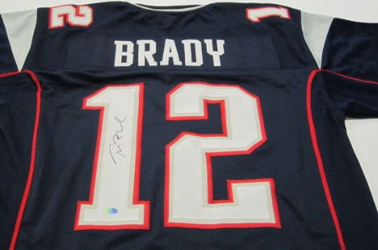 Tom Brady New England Patriots signed autographed blue football jersey Certified COA