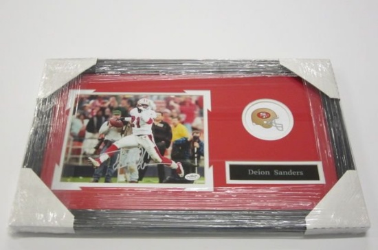 Deion Sanders San Francisco 49ers signed autographed framed matted 8x10 Certified COA