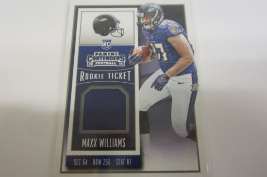 Maxx Williams Baltimore Ravens Piece of Game Used Jersey Card