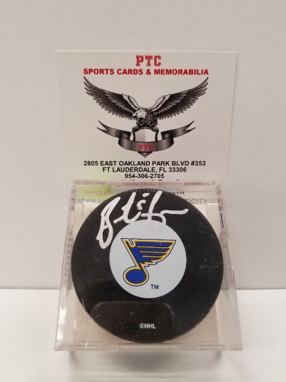 Brent Johnson Autographed Topps Certified St Louis Blues Hockey Puck