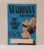 Madonna Who's That Girl 1987 World Tour Local Crew Pass