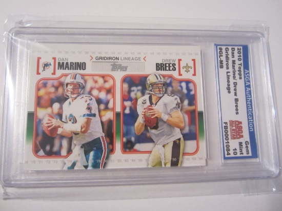 2010 Topps Dan Marino, Drew Brees Gridiron Lineage Card #GL-MB Gem Mint 10