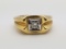 Mens Solid 14k Yellow Gold Diamond Pinky Ring Size: 9