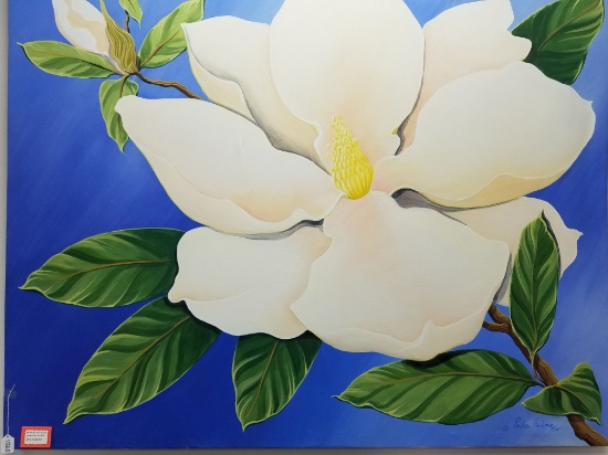 Parker Harlowe Acylic Flower over Canvas 60" by 47" Painting