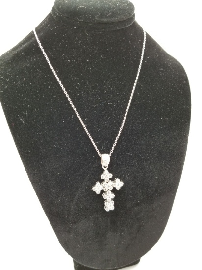 Gorgeous 18k White Gold Cross with 14k White Gold Chain