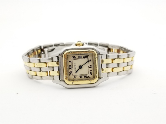 Designer Cartier Panthere Large Steel 18K Yellow Gold 2 Row Watch