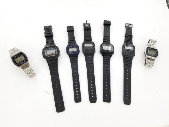 (7) Rare Vintage Collection Casio Digital Watch Watches Calculator