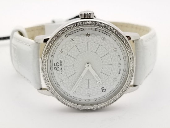 Designer Rue Du Phone White Watch with Genuine Diamonds