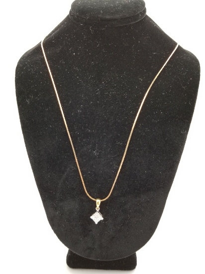 Womens 18k Genuine Diamond Pendant 1/2 Carat, 14k Yellow Gold Necklace