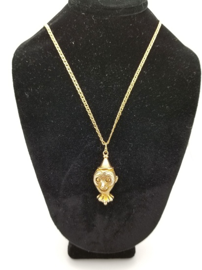 8-10k Yellow Gold Clown 3-D Face / Head Look at Pictures & 14k Necklace