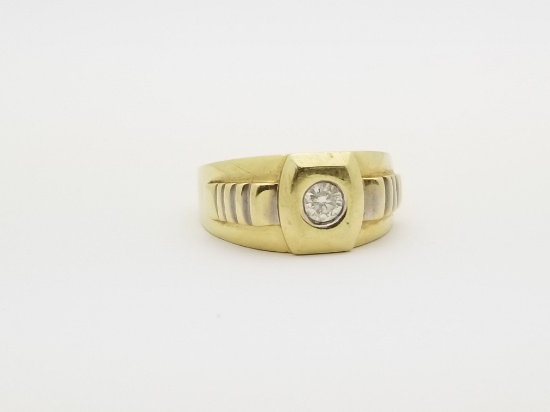 Mens 10k Yellow Gold Genuine Diamond Ring