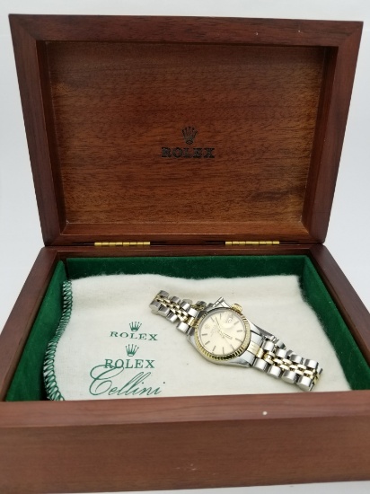 Womens AuthenticÂ Rolex Date 14k Yellow Gold & Stainless Steel 100% Watch