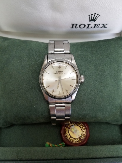 Vintage Rolex Stainless Steel Oyster Perpetual Watch with Box