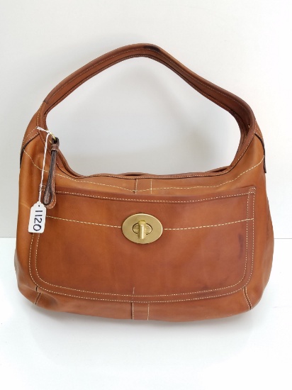 Womens Designer Large Coach Brown Purse Handbag