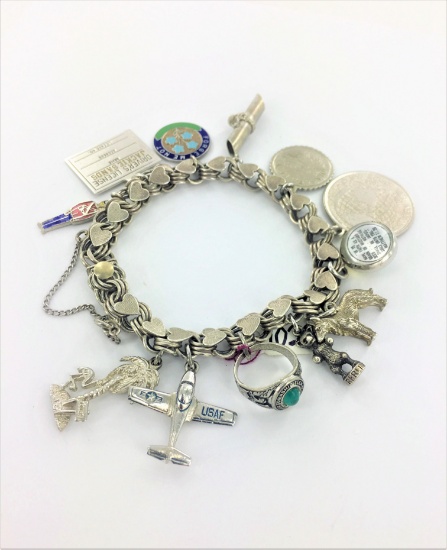 JB Stirling Charms Bracelet with Several Charms