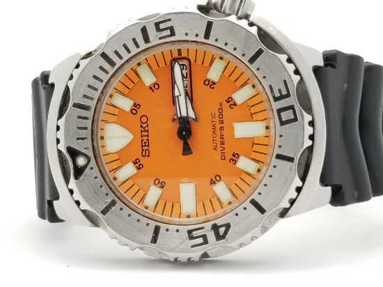 Rare Mens Seiko Automatic Orange Dive Watch 7S26-0350