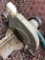 Old electric powerful Makita saw Instrument in a fair condition as a collectible cutting machine. Al