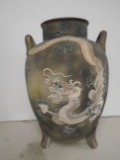 Nippon vase, hand painted with a dragon design.