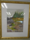 Watercolor painting in a frame.