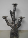 Solid metal 3-pin candle stick holder