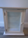 Small wooden wall hung cabinet, painted white