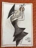 Wonderful Karl Lagerfeld print of lady in the stylish dress holding originally disigned by him 'chlo