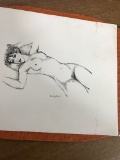 Simple copy of sketch in black-on-white, of great Modigliani print known as 'Reclining Nude'. Contai