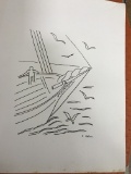Simple copy of sketch in black-on-white, of great Henri Matisse 'Deck of the Sail Boat'  print has n
