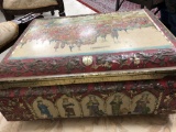 Antique tin box made by â€˜ Otto Schmidt companyâ€™ with wonderful decorative work on all outside pa