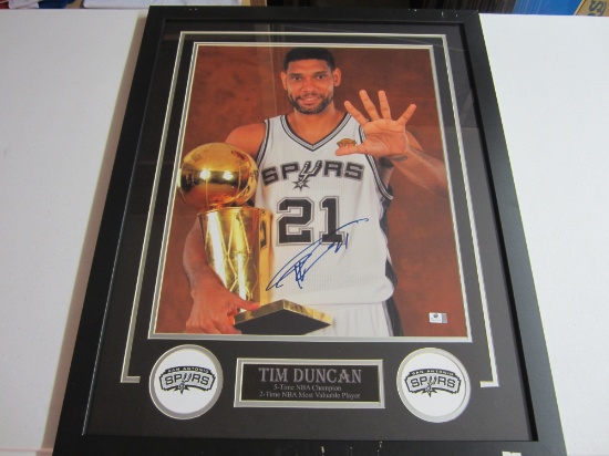 Tim Duncan San Antonio Spurs "5Â Time Champion"Â signed autographedÂ Framed 16x20 photoÂ Certified C
