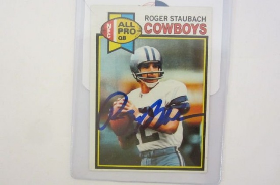 Roger Staubach Dallas Cowboys signed autographed Topps football card Certified COA