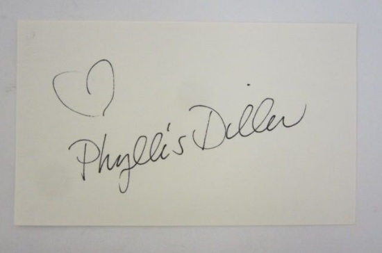 Phyllis Diller Comedian Actress signed autographed 3x5 index card Certified COA