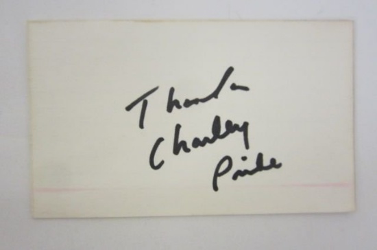 Charyley Pride Country Singer Songwriter signed autographed 3x5 index card Certified COA