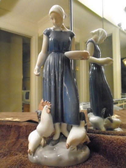"Poultry Girl" Figurine #2220, Vintage Royal Copenhagen, Denmark Bing and Grondahl.